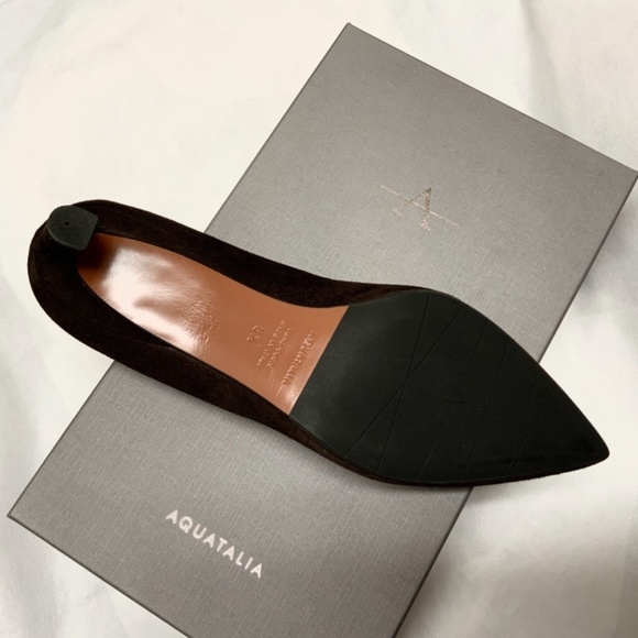 Aquatalia Marianna Suede Pointed Toe Pump Espresso - Picture 14 of 16